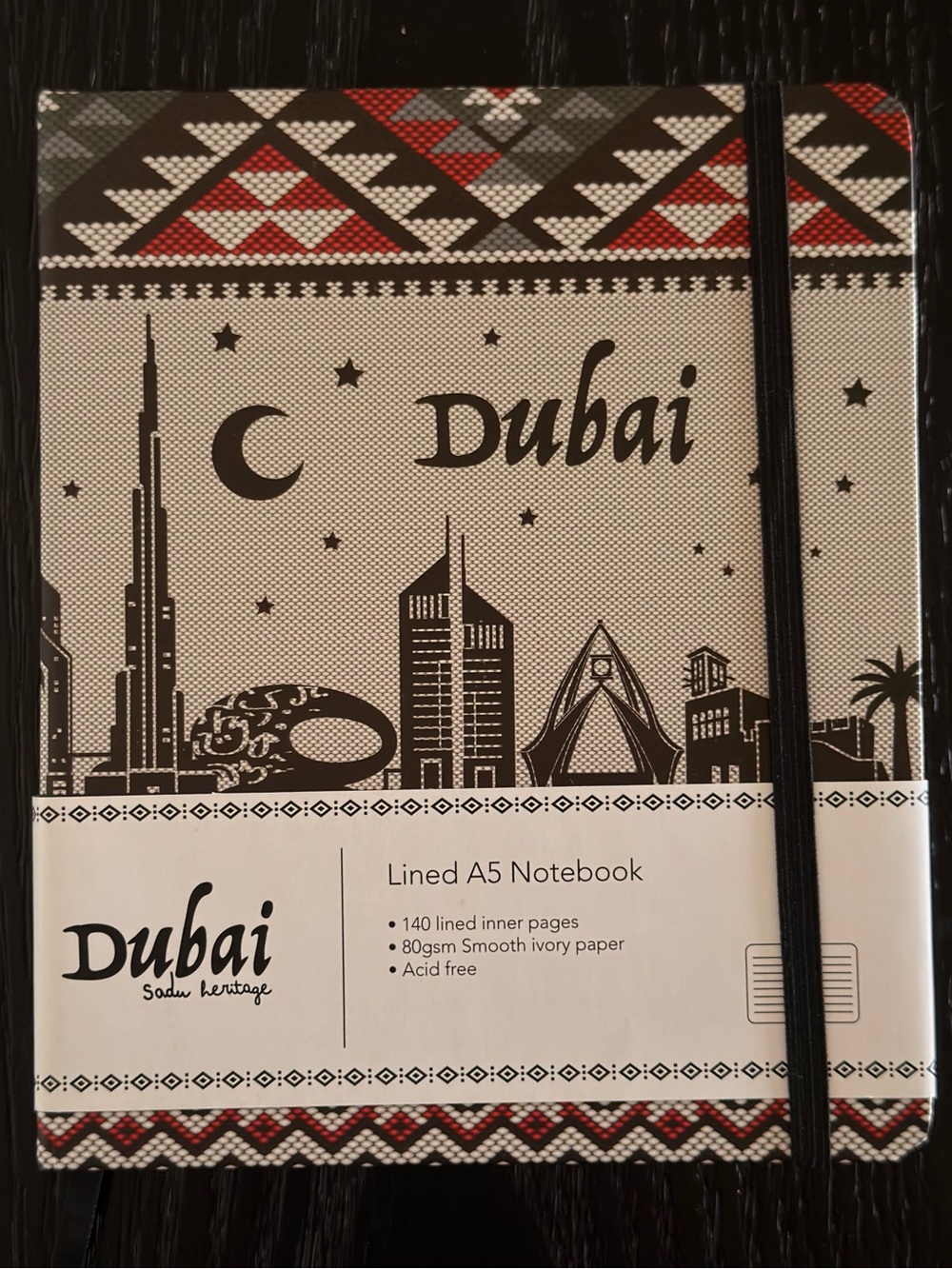 Branded Lined A5 Notebook - Black & Ivory